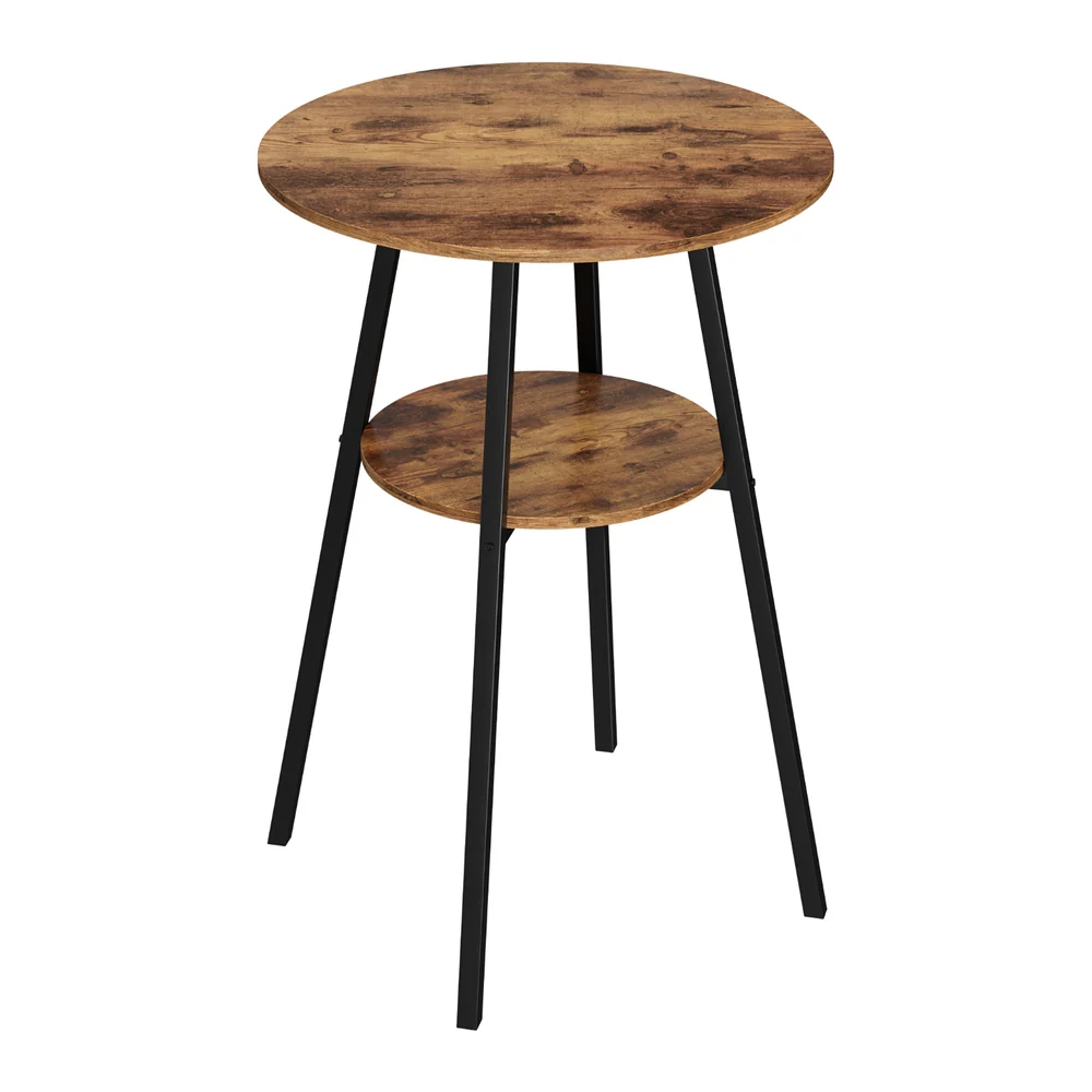 Industrial Bar Table with 2-Tier Organizer Weather-Resistant MDF Top Steel Frame