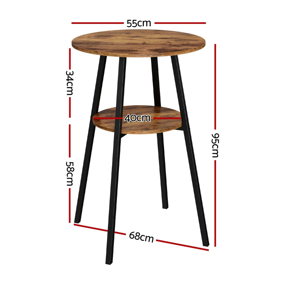 Industrial Bar Table with 2-Tier Organizer Weather-Resistant MDF Top Steel Frame - Image 2