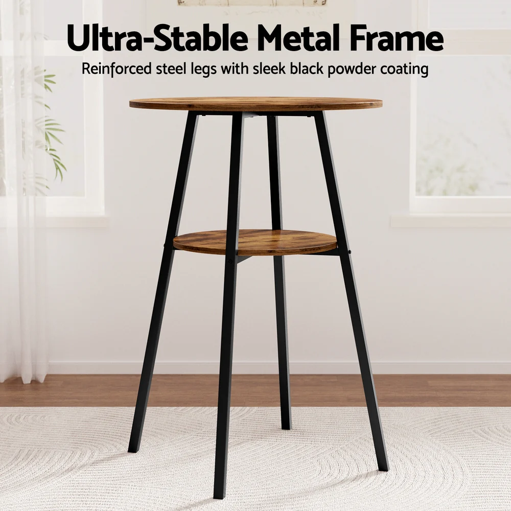 Industrial Bar Table with 2-Tier Organizer Weather-Resistant MDF Top Steel Frame - Image 6