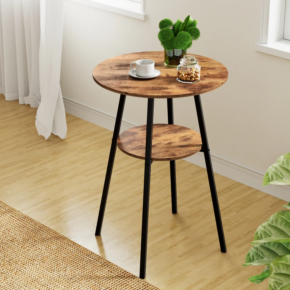 Industrial Bar Table with 2-Tier Organizer Weather-Resistant MDF Top Steel Frame - Image 7