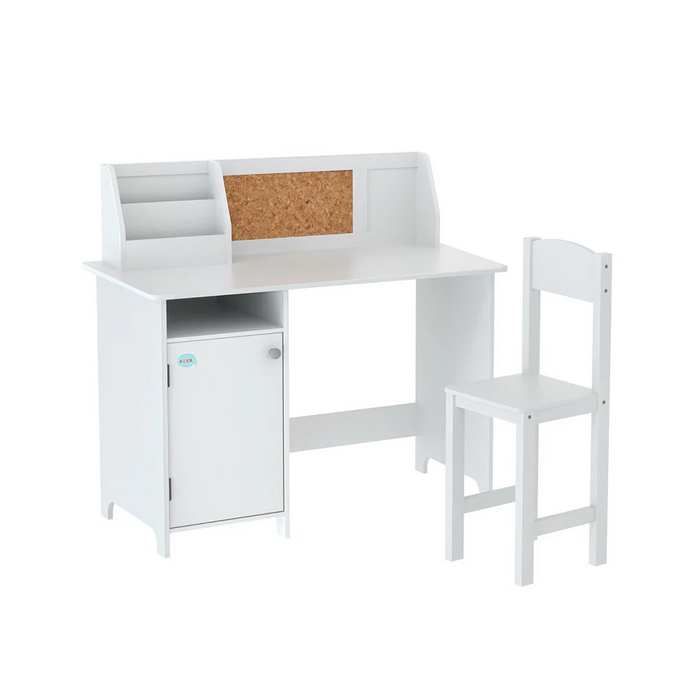Kids Table and Chair Set Children Study Play Toys Desk w/ Cabinet Storage - Image 3