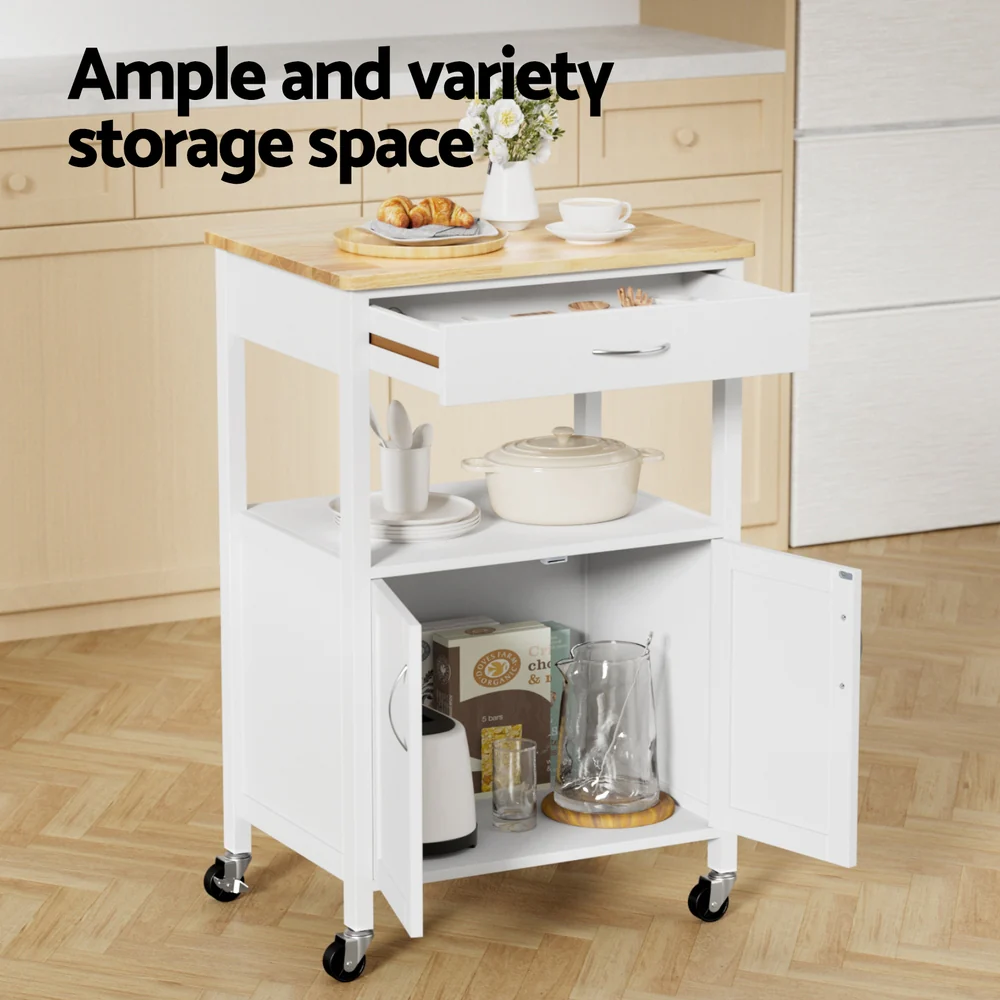 Kitchen Island Trolley Rolling Serving Cart Storage Drawer Cupboard 60cm - Image 5