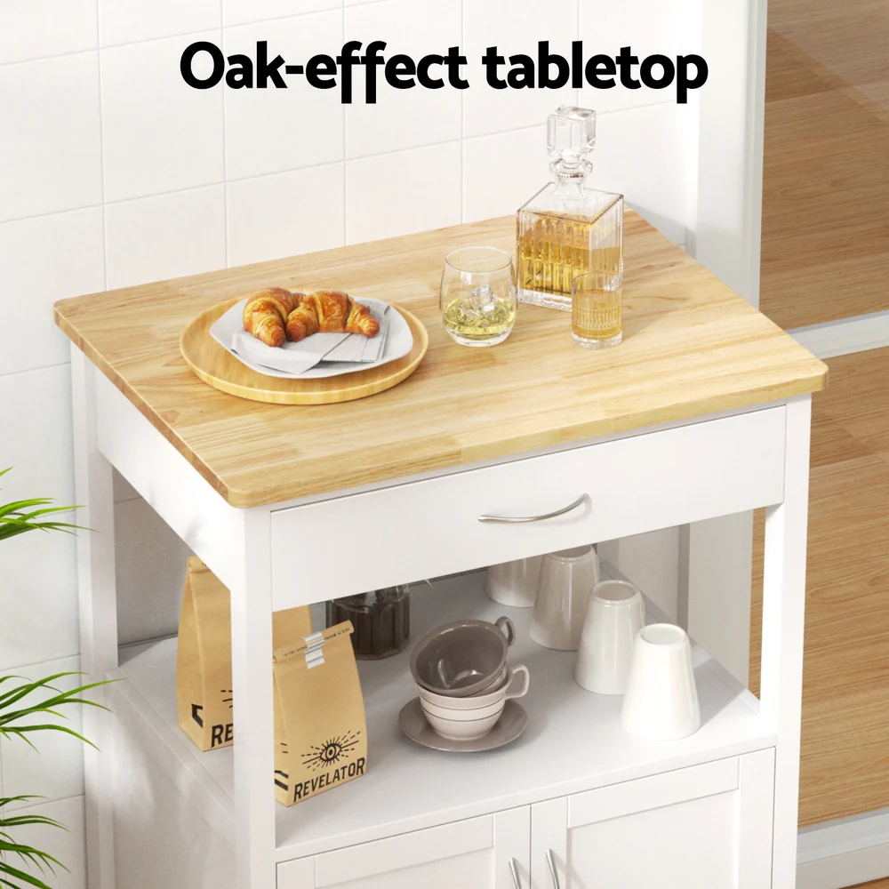 Kitchen Island Trolley Rolling Serving Cart Storage Drawer Cupboard 60cm - Image 6