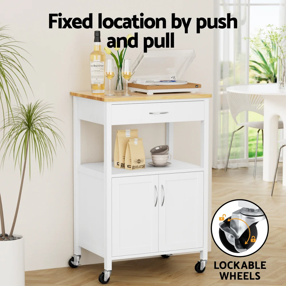 Kitchen Island Trolley Rolling Serving Cart Storage Drawer Cupboard 60cm - Image 7