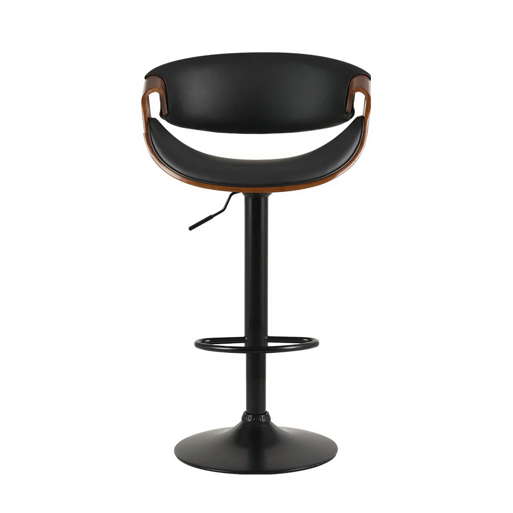 Landon Wood and Leather Gas Lift Bar Stool Black - Image 3