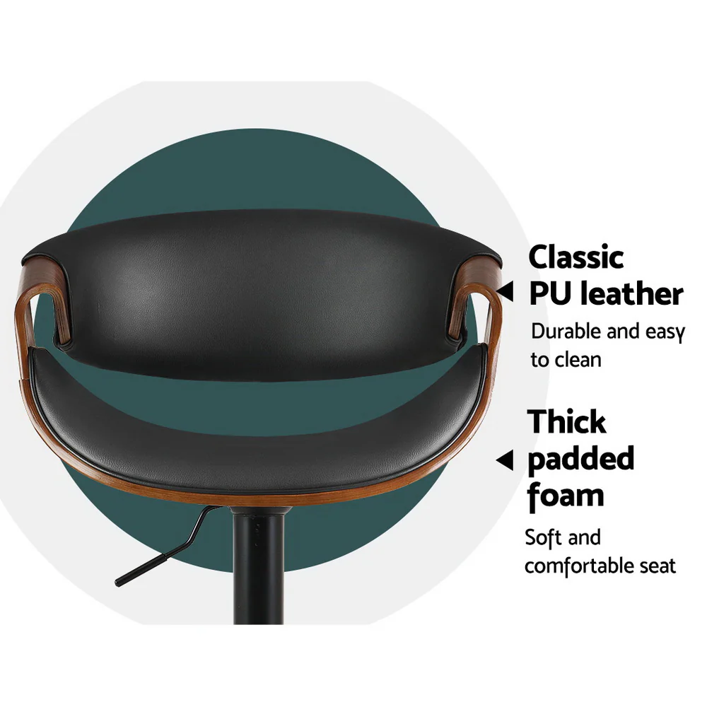 Landon Wood and Leather Gas Lift Bar Stool Black - Image 6