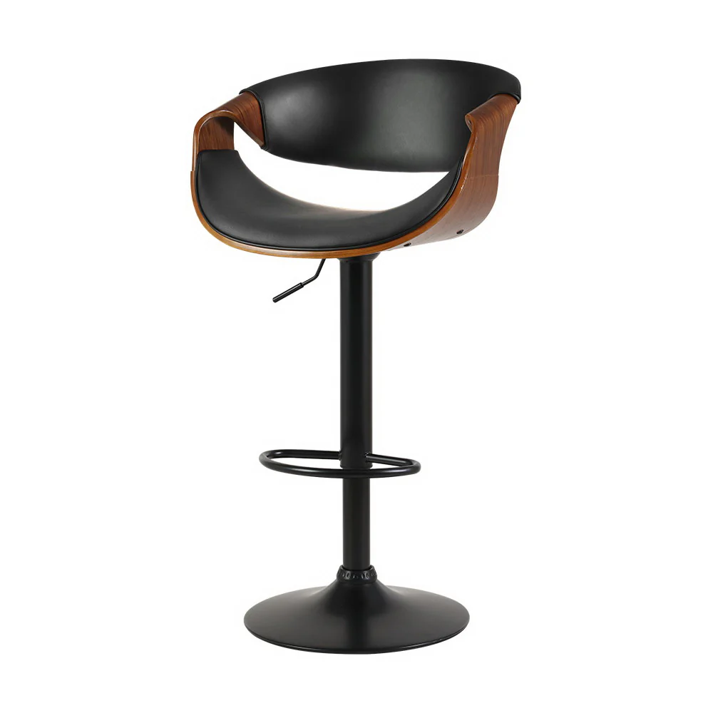 Landon Wood and Leather Gas Lift Bar Stool Black - Image 7