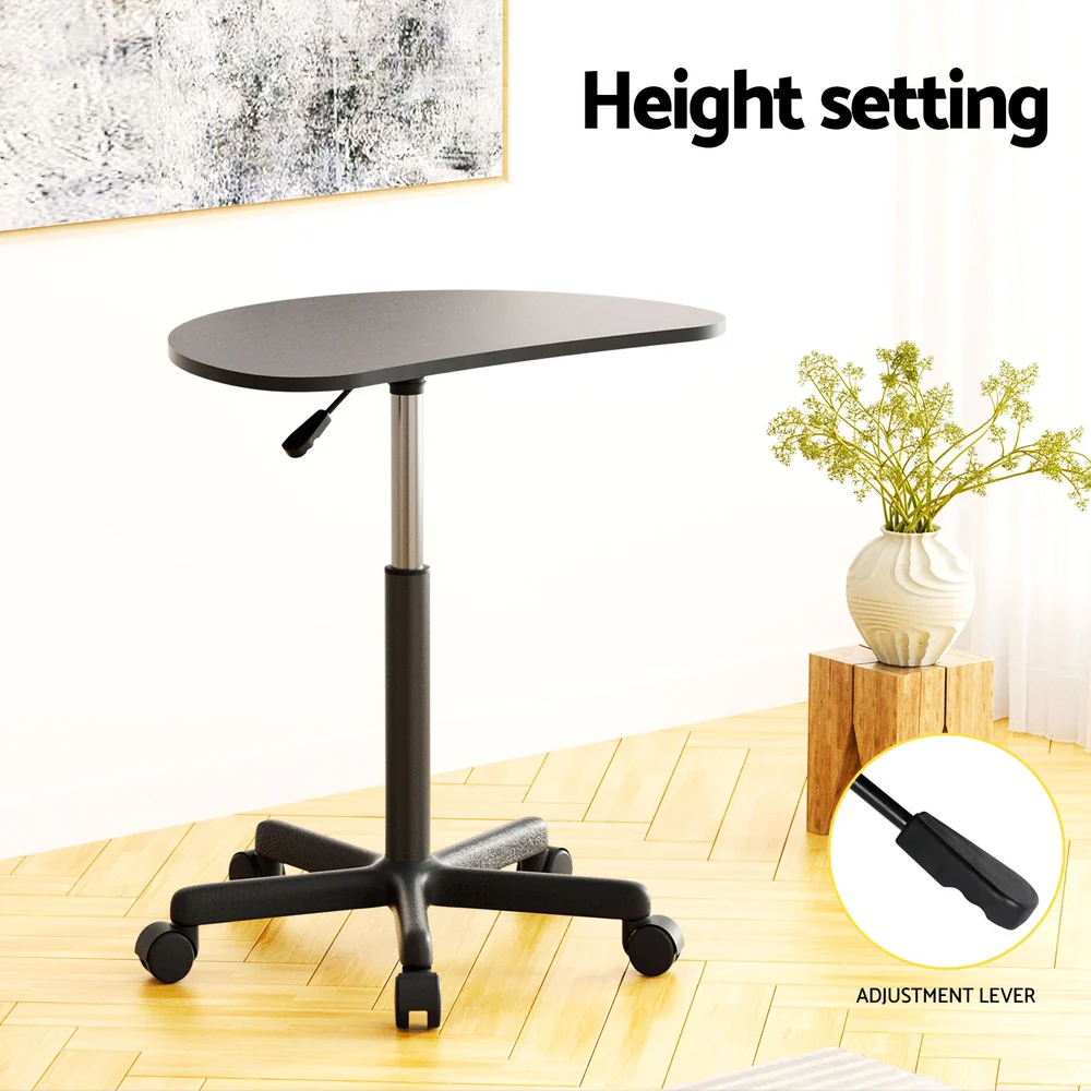 Laptop Desk Portable Height Adjustable Table Caster Wheels 60CM Black - Image 4