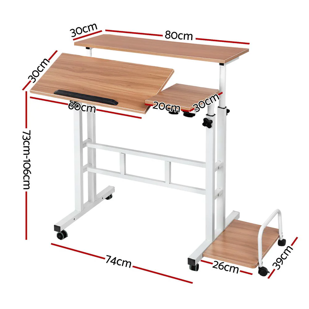 Laptop Desk Table Adjustable Light Wood 80CM - Image 2