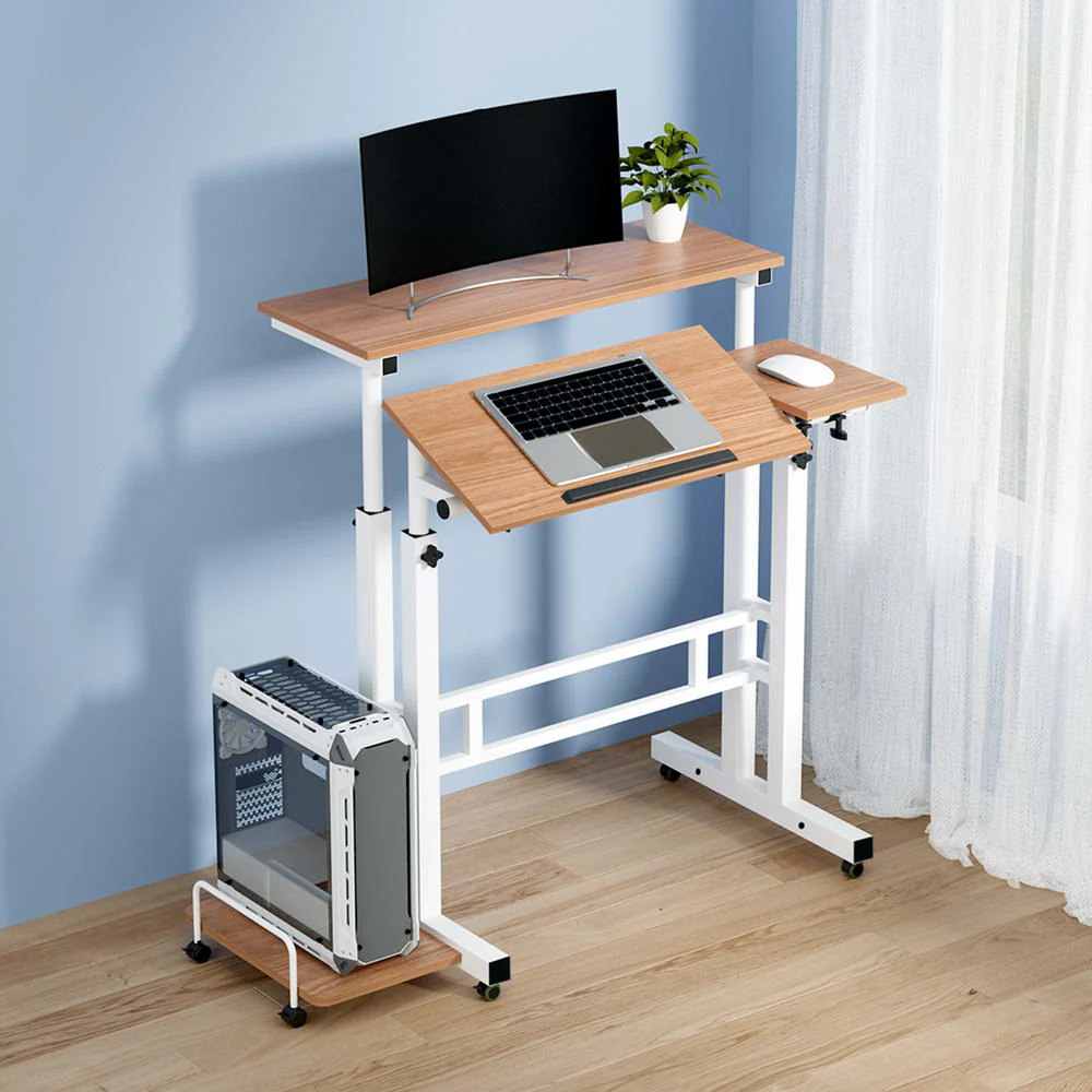 Laptop Desk Table Adjustable Light Wood 80CM - Image 8