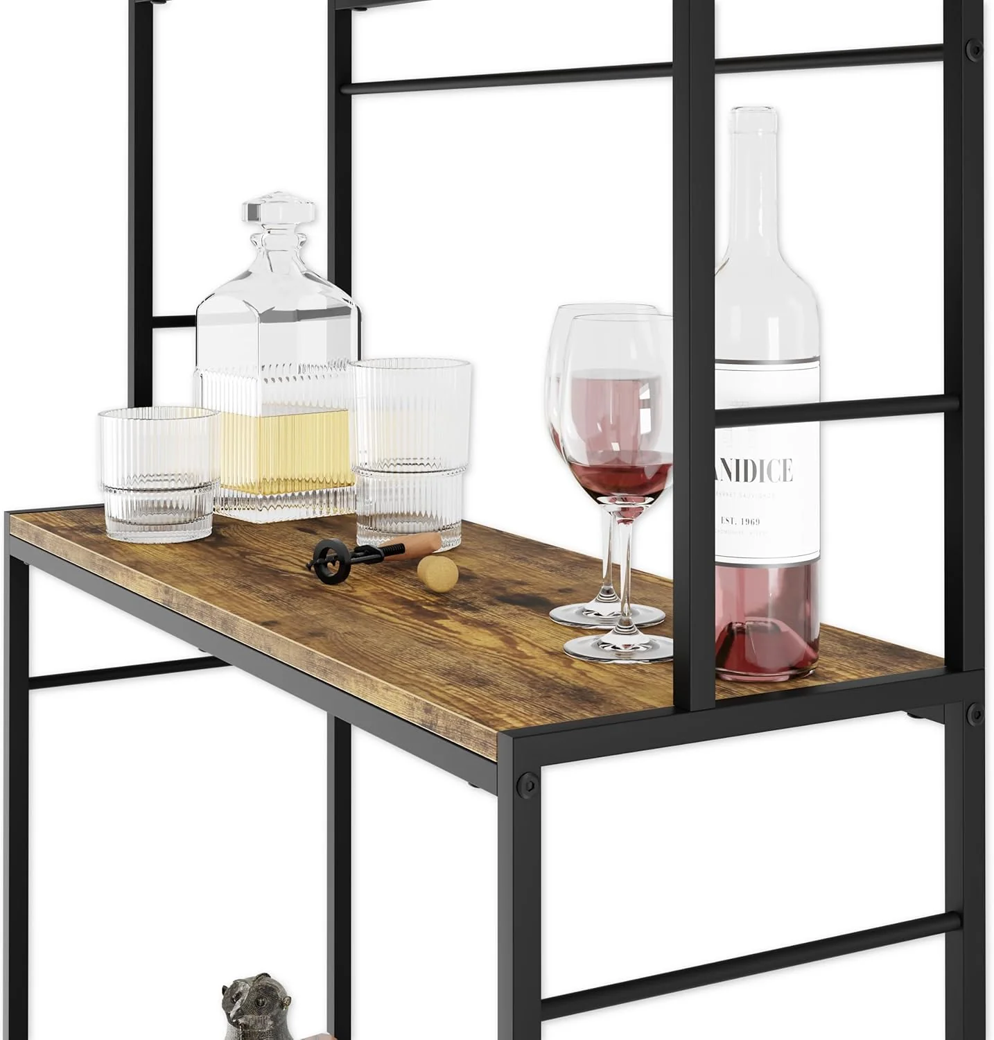 Large Wine Rack for 20 Bottles with Wood Countertop and Sturdy Metal Frame - Image 7