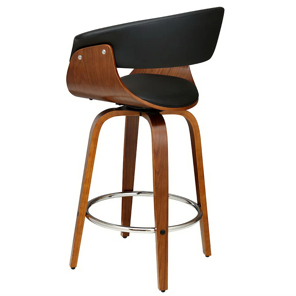 Lawson Wood and Leather Swivel Bar Stool Black - Image 3