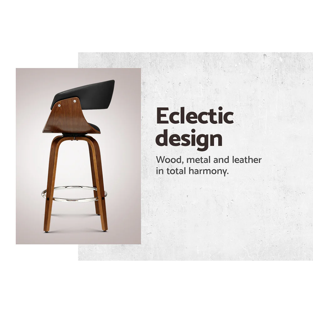 Lawson Wood and Leather Swivel Bar Stool Black - Image 4