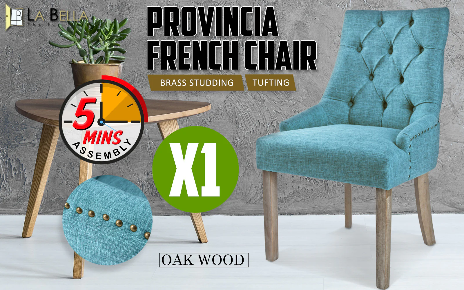 Lisette Amour French Provincial Dining Chair - Blue - Image 2