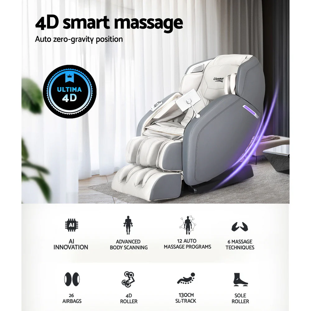 4D Massage Chair Electric Recliner Home Massager Gary - Image 4