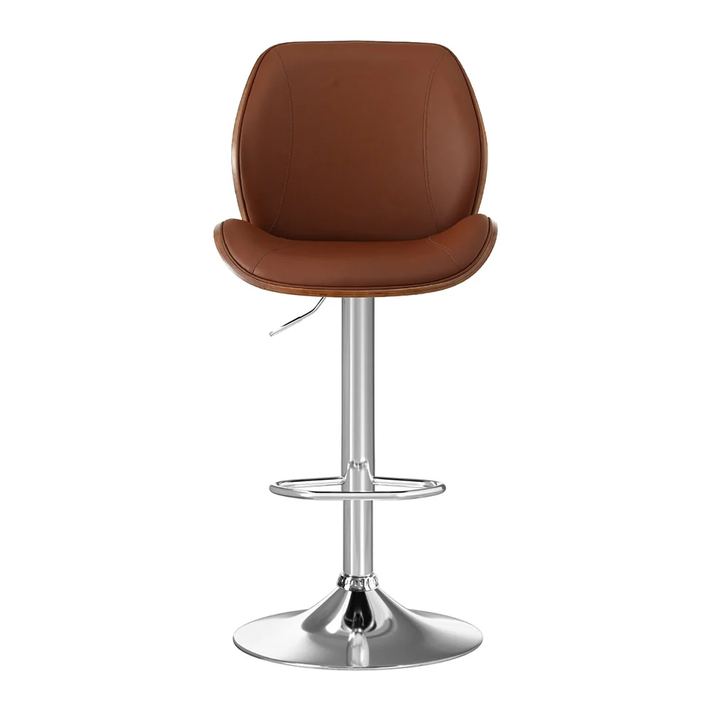 Lorien Adjustable Bentwood Leather Bar Stool - Brown - Image 3