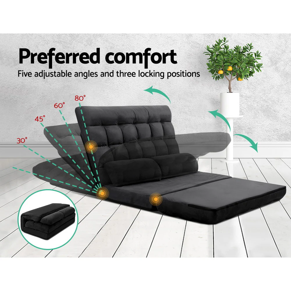 Lounge Sofa Bed 2-seater Charcoal Suede - Image 3
