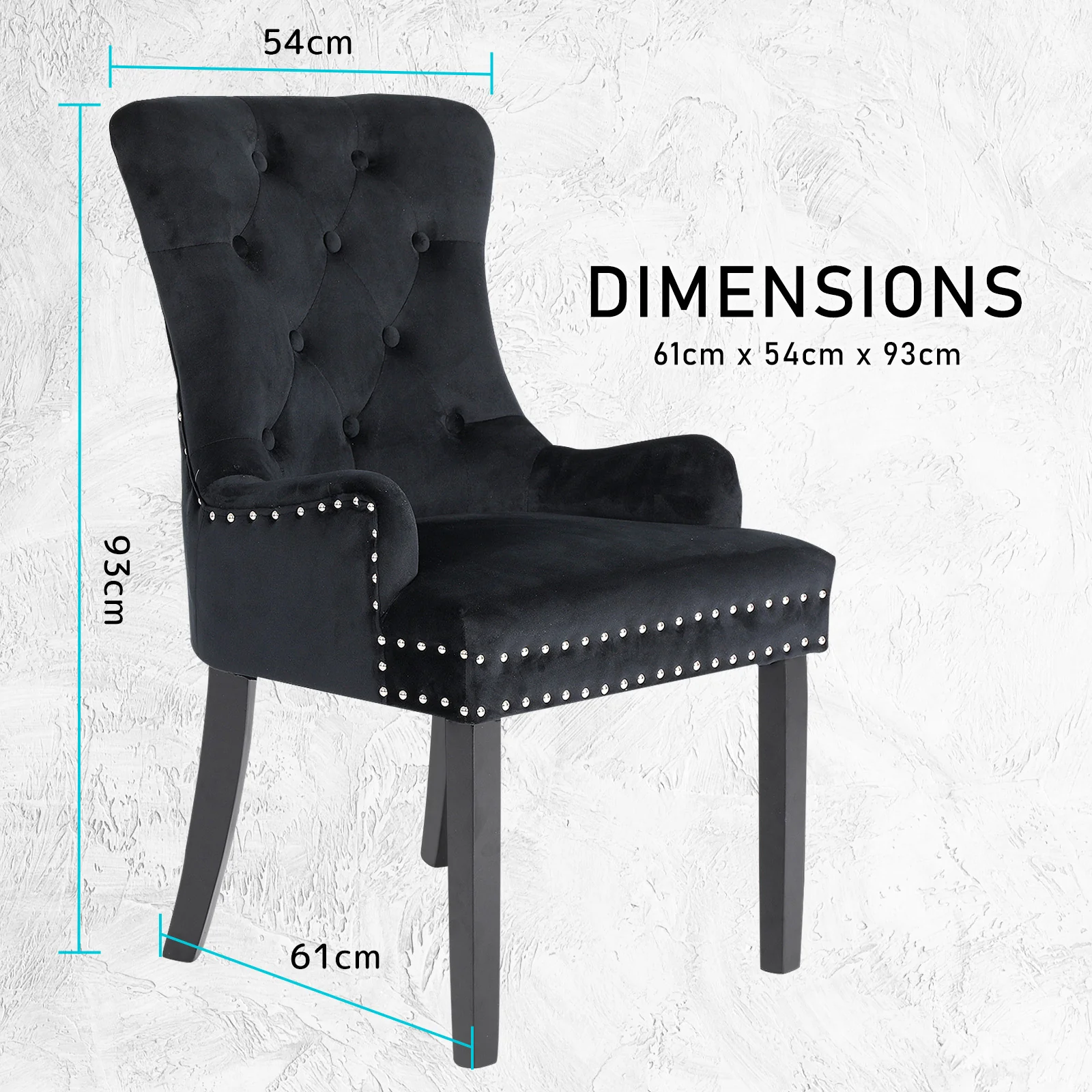 Lucienne French Provincial Velvet Dining Chair - Black - Image 11