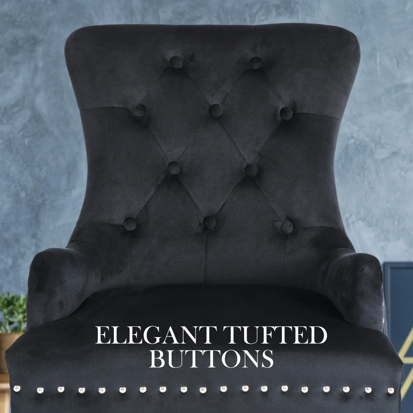 Lucienne French Provincial Velvet Dining Chair - Black - Image 3