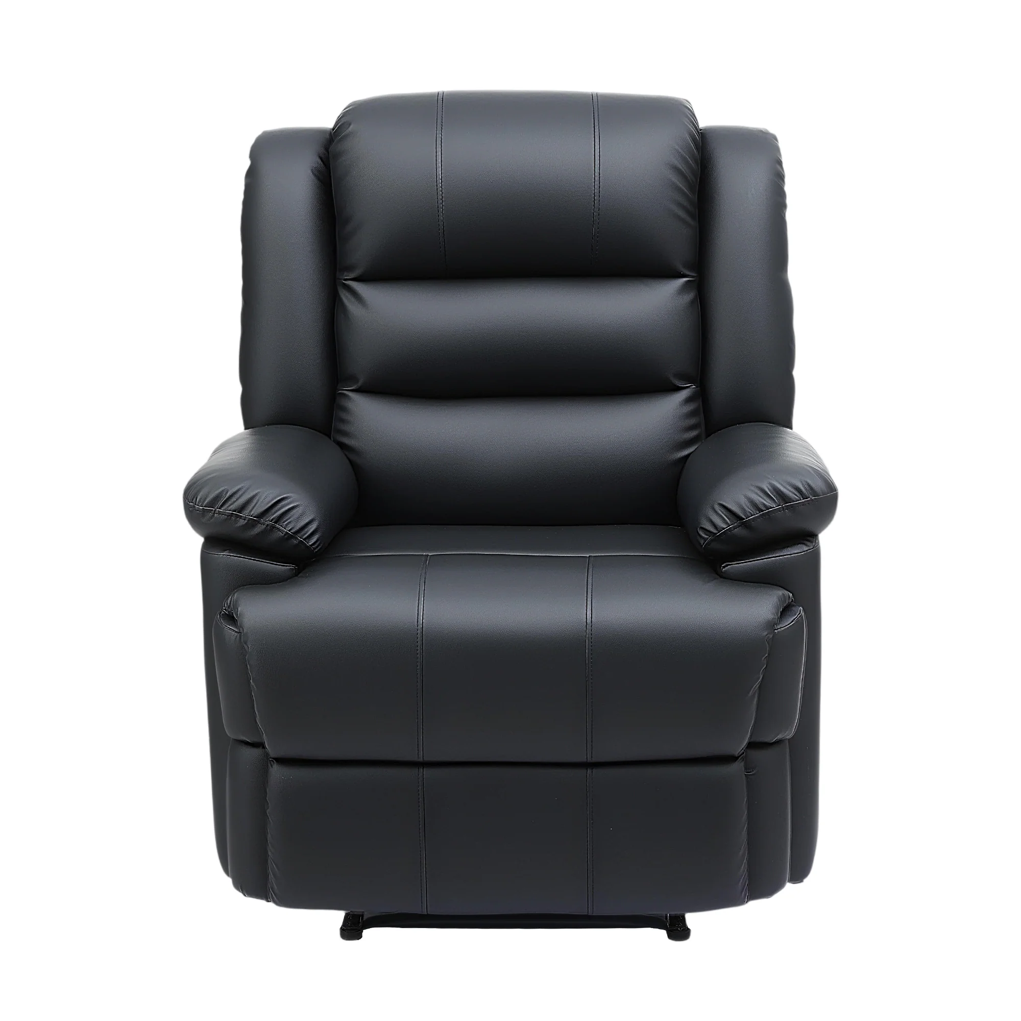 Manual Leather Recliner Chair with 16-Color LED Lighting - Black - Image 3