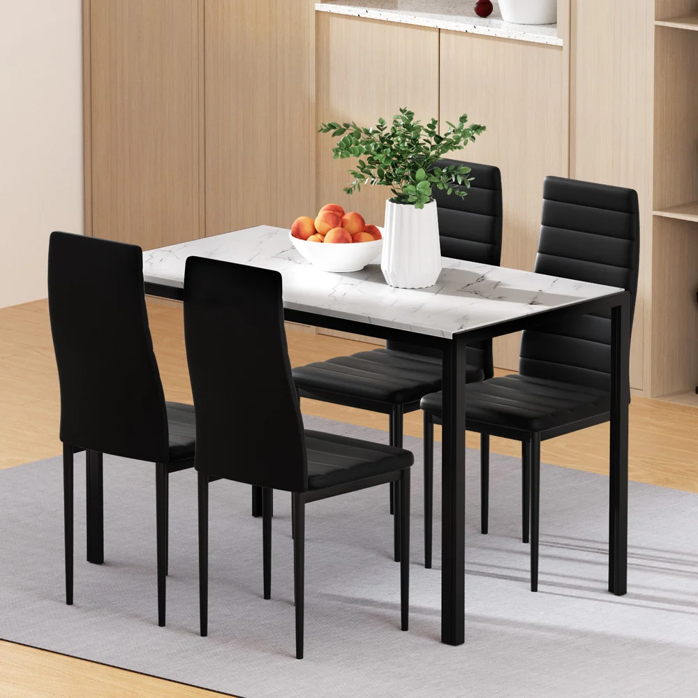 Marble-Effect Dining Set – Table & 4 Chairs - Image 7