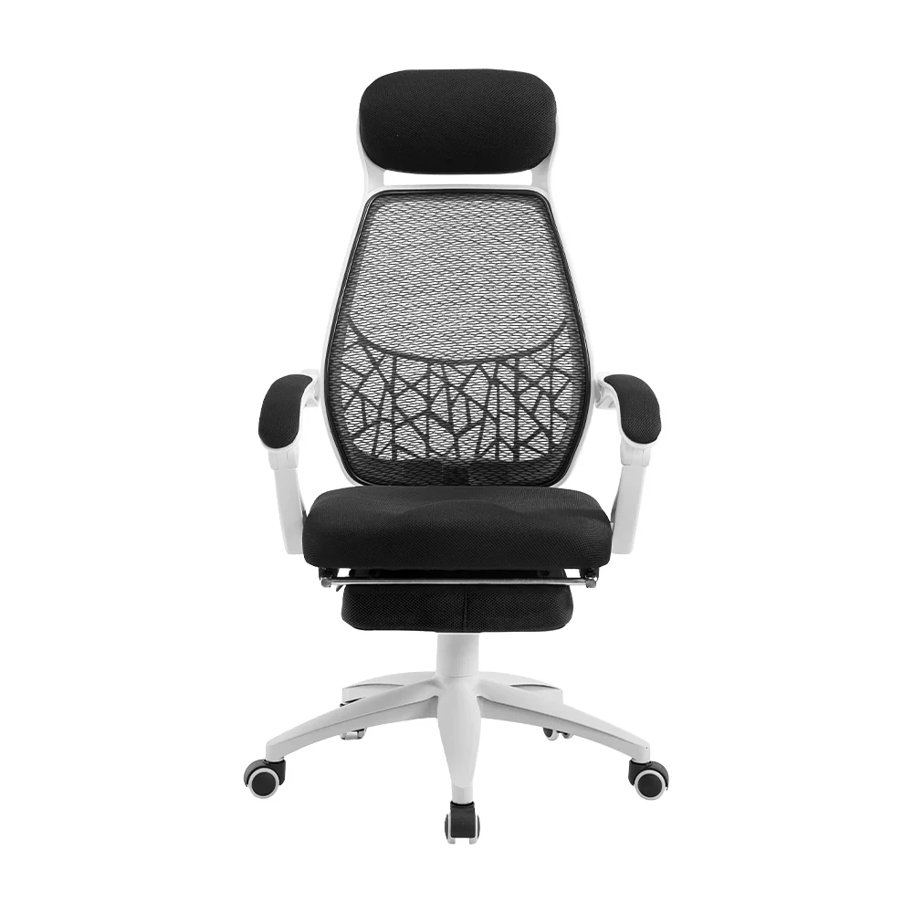 Mesh Office Chair Recliner Black White - Image 3