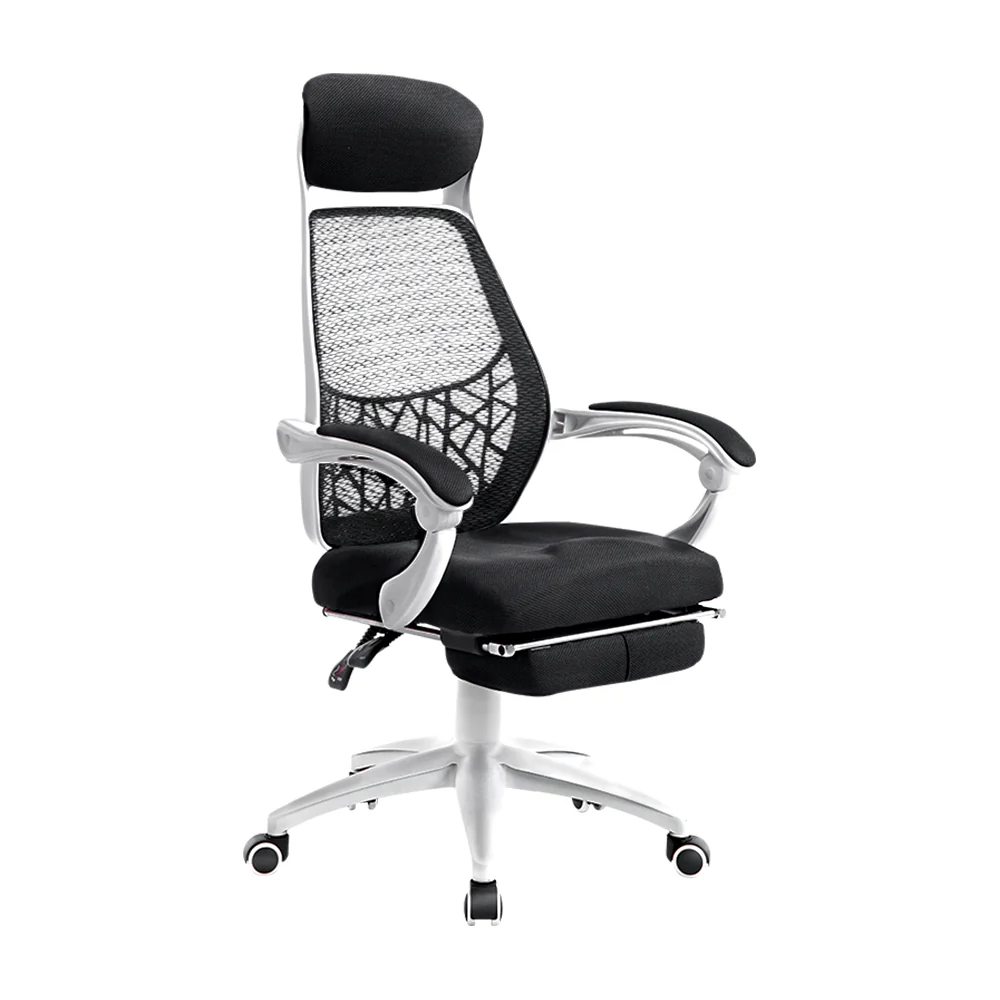 Mesh Office Chair Recliner Black White - Image 7