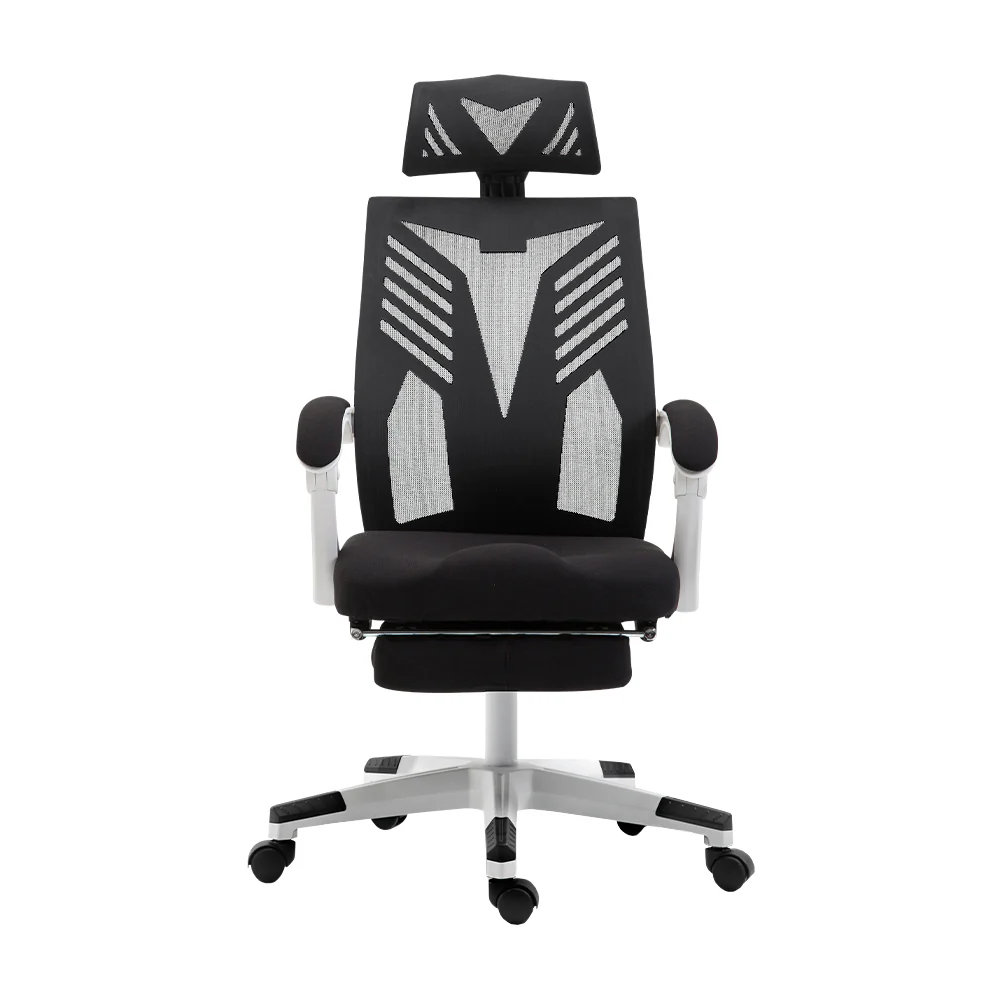 Mesh Office Chair Recliner Black White - Image 3