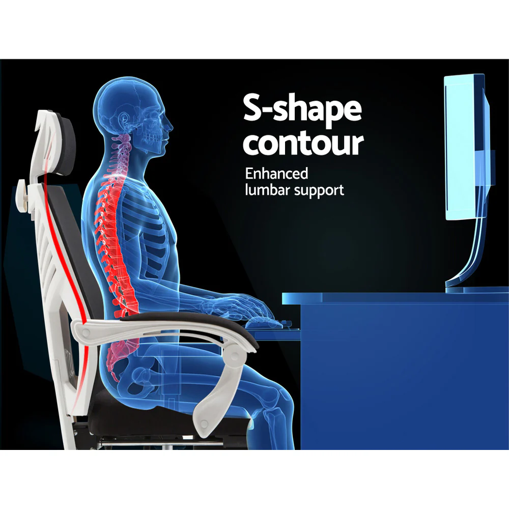 Mesh Office Chair Recliner Black White - Image 4