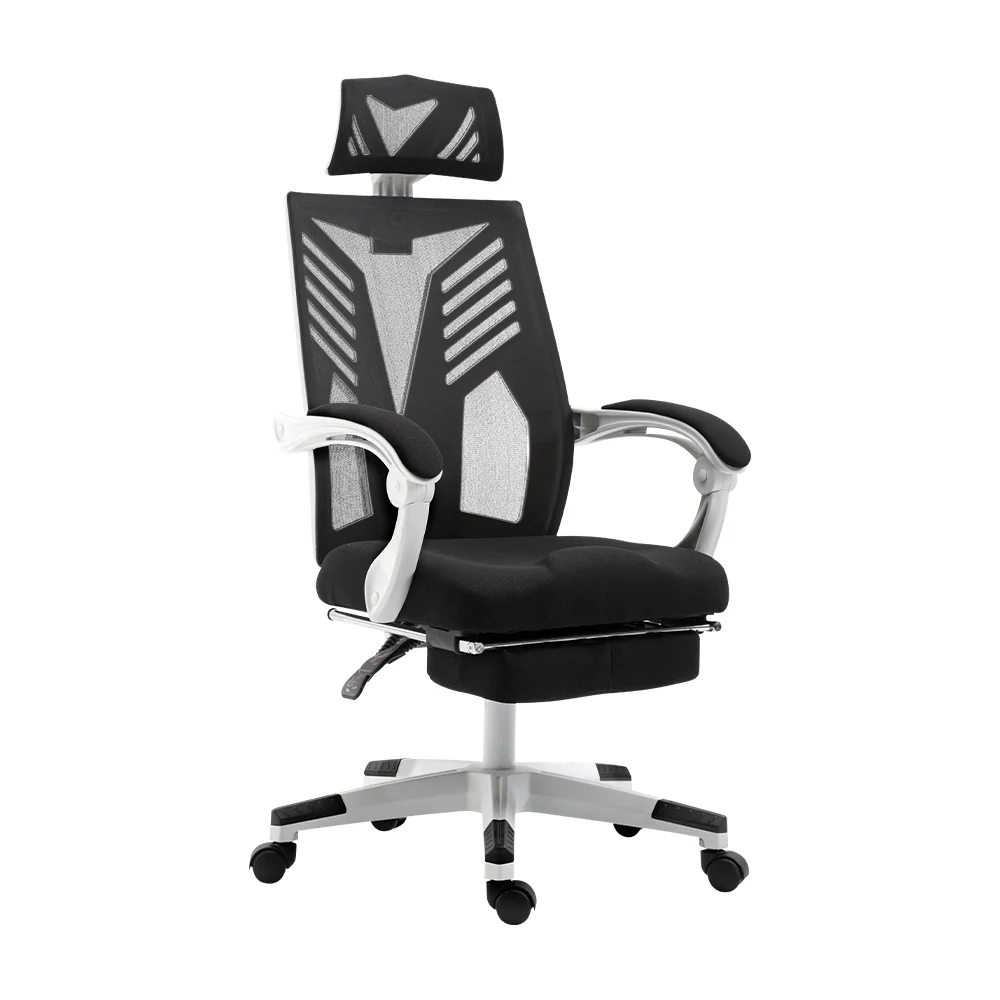 Mesh Office Chair Recliner Black White - Image 7