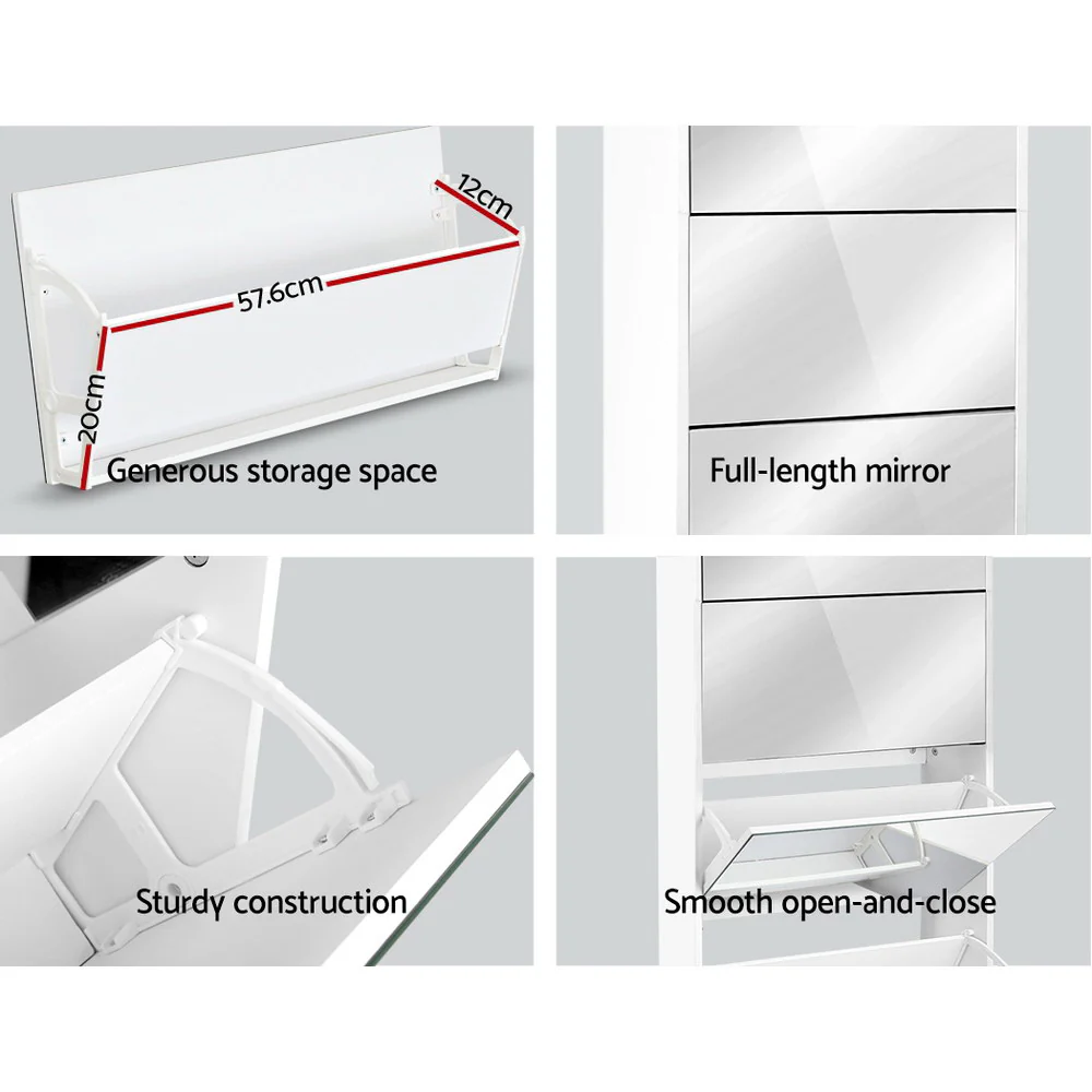 Mirror Shoe Cabinet – White - Image 7