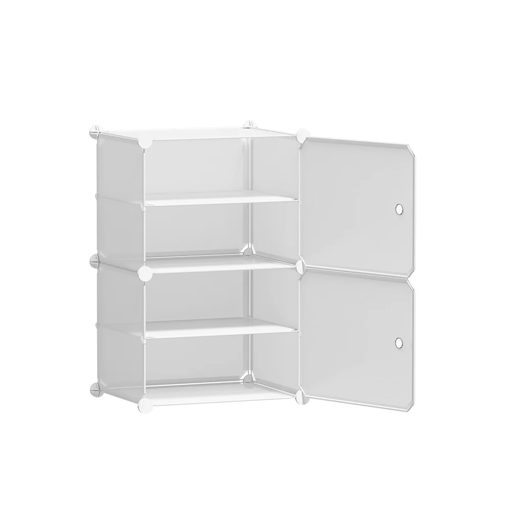Modular 2-Cube Shoe Cabinet – White (Expandable Design) - Image 2