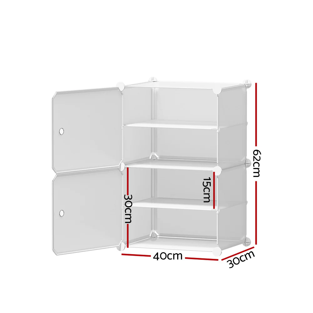 Modular 2-Cube Shoe Cabinet – White (Expandable Design) - Image 3