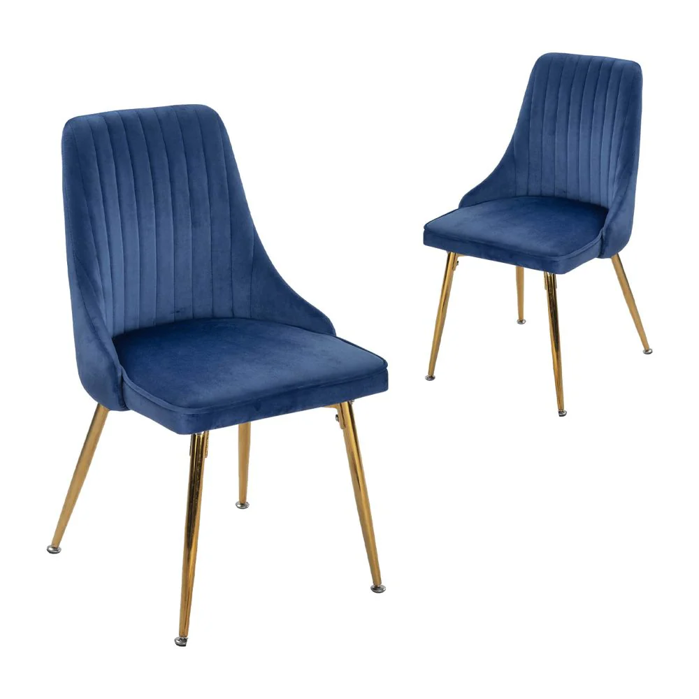 Natural Eveline Dining Set With 4 Blue Velvet Chairs - Image 3