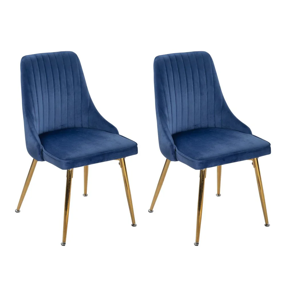 Natural Eveline Dining Set With 4 Blue Velvet Chairs - Image 4