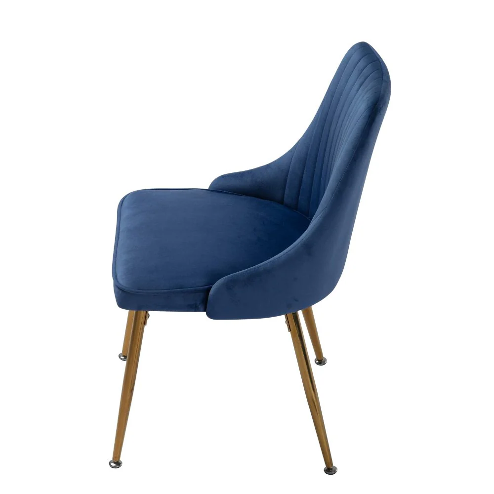Natural Eveline Dining Set With 4 Blue Velvet Chairs - Image 7