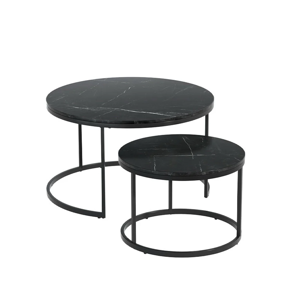 Nesting Coffee Table Set of 2 Marble Effect Tika - Image 3