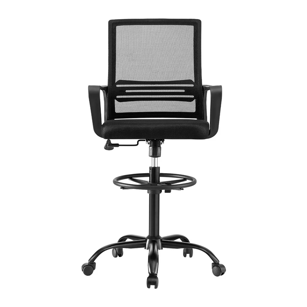 Office Chair Drafting Chairs Stool Computer Desk Studios Mesh Black - Image 3