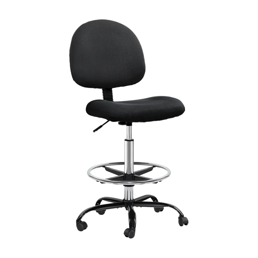 Office Chair Drafting Stool Fabric Chairs Black - Image 8