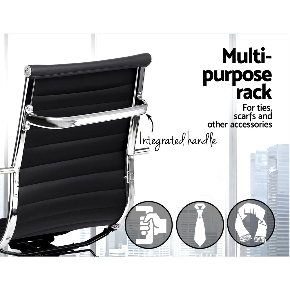 Office Chair Drafting Stool Leather Chairs Black - Image 6