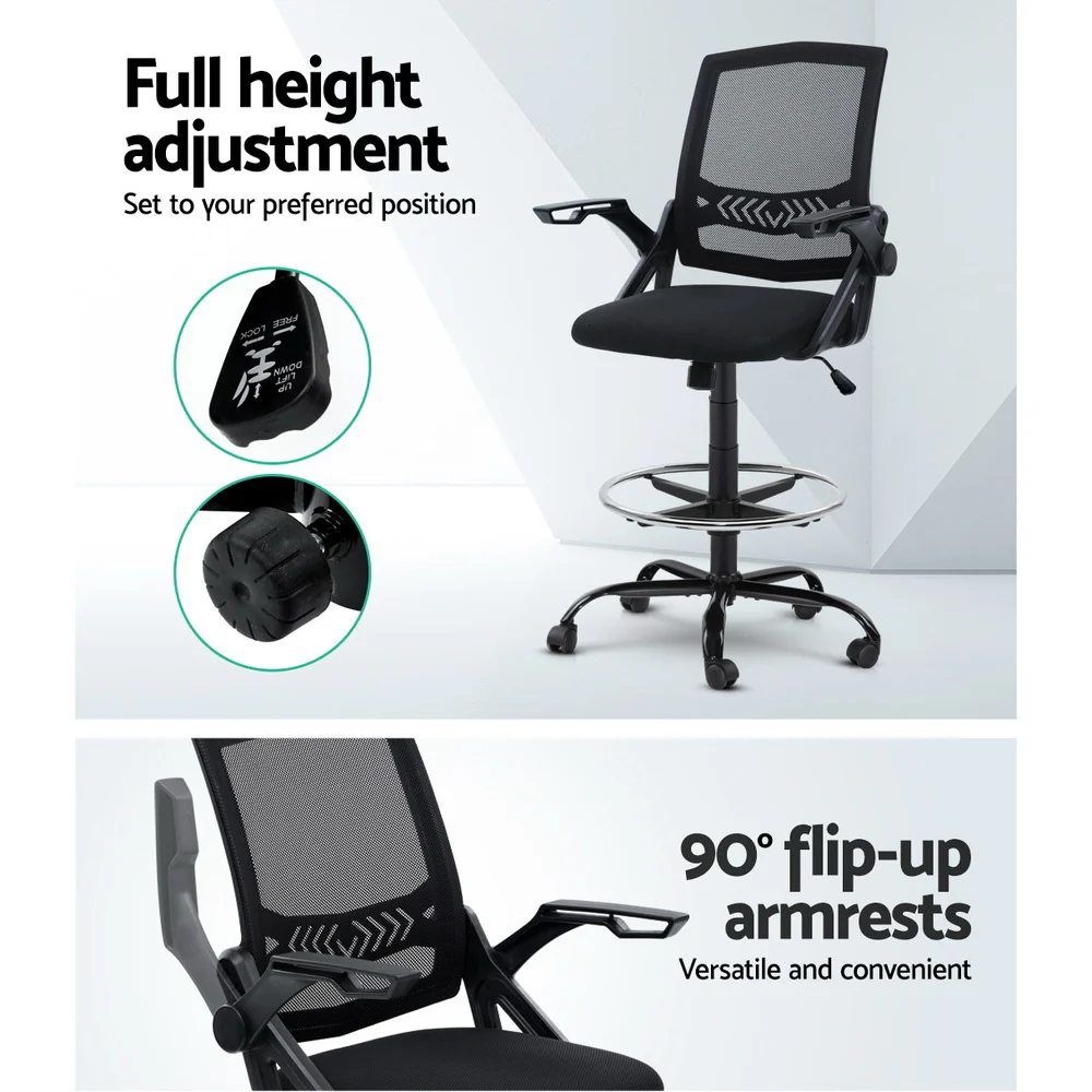 Office Chair Drafting Stool Mesh Chairs Black - Image 6