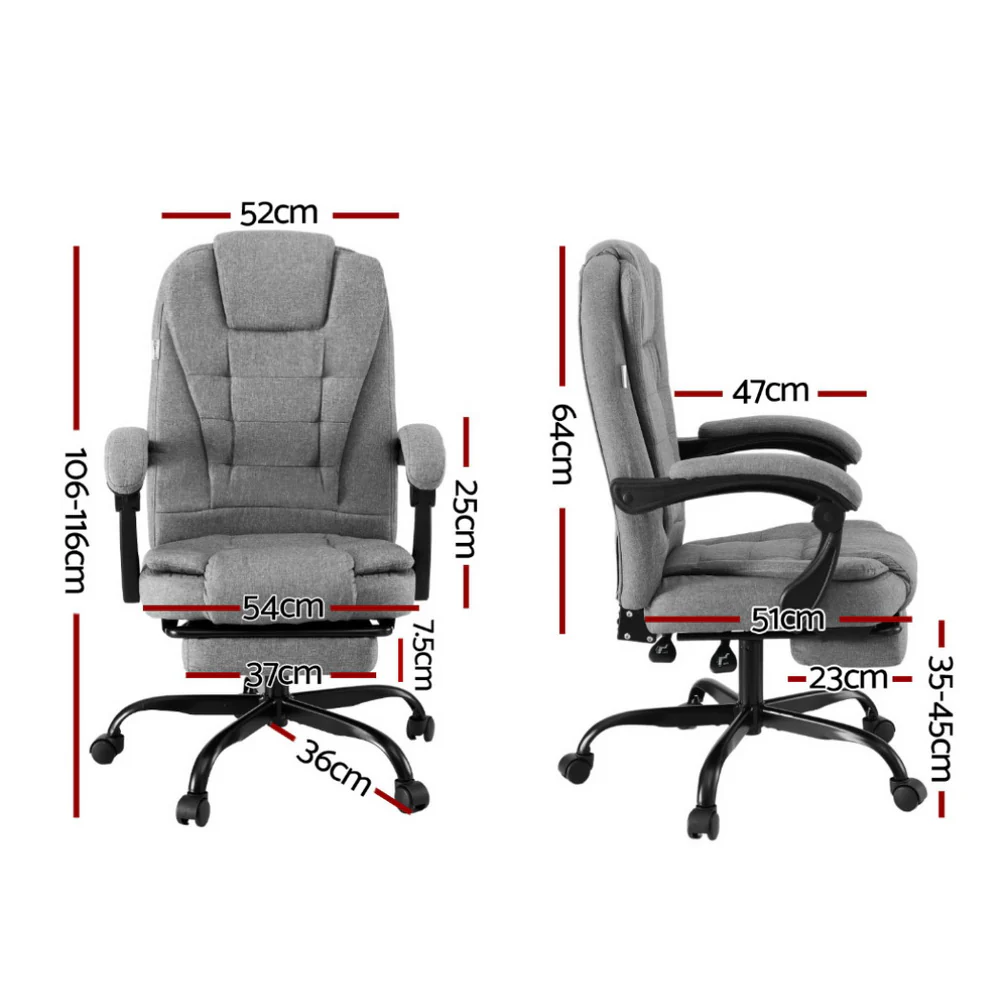 Office Chair Executive Fabric Seat Racing Computer Desk Chairs Footrest - Image 2