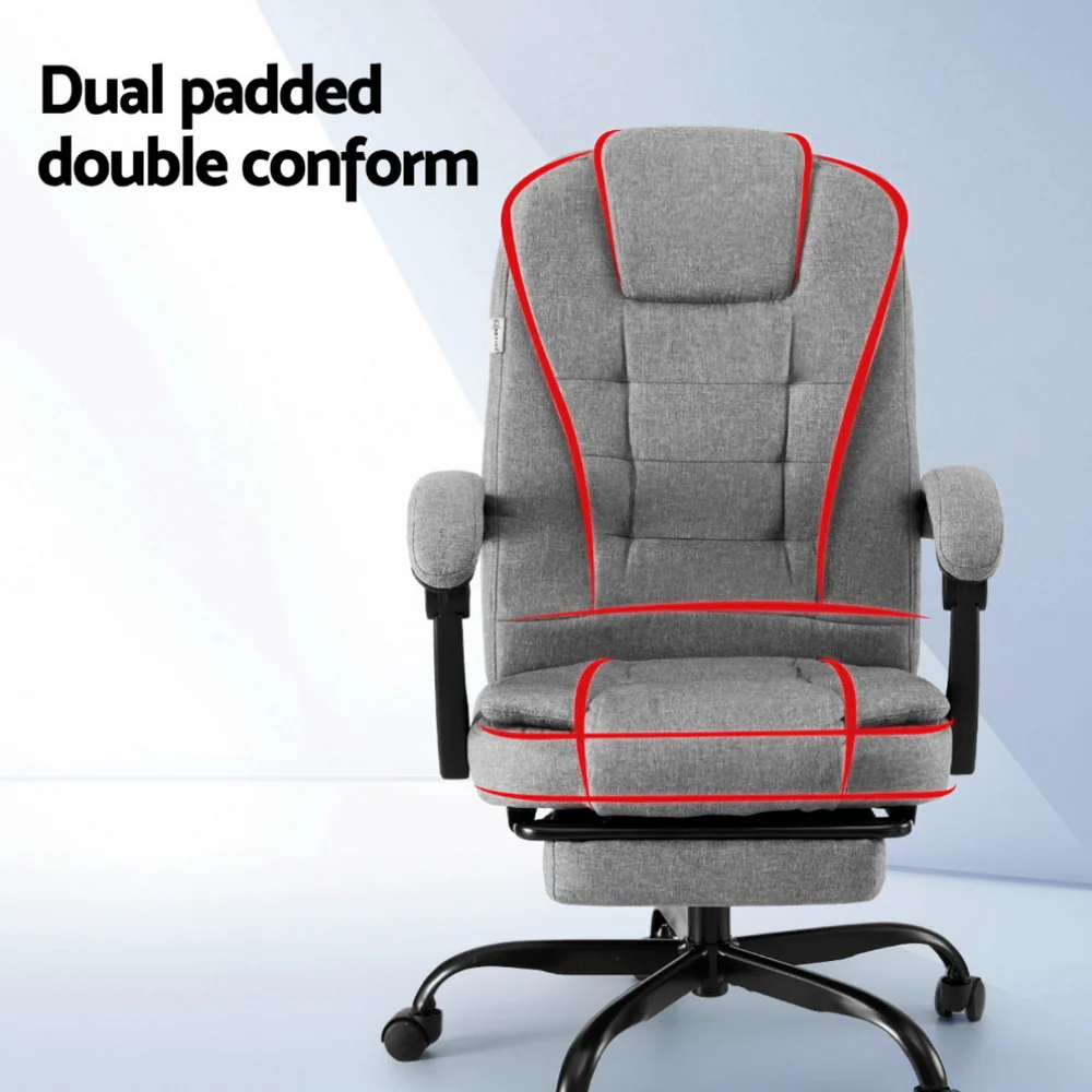 Office Chair Executive Fabric Seat Racing Computer Desk Chairs Footrest - Image 4