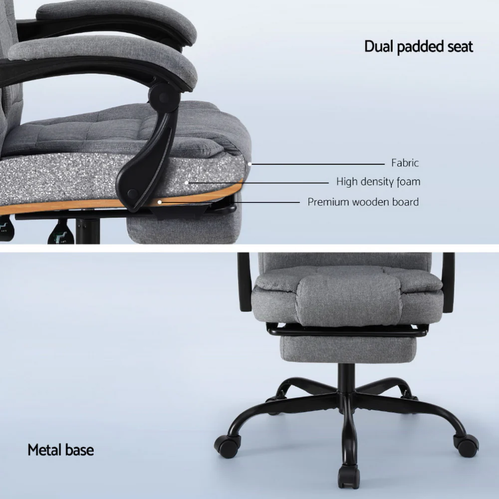 Office Chair Executive Fabric Seat Racing Computer Desk Chairs Footrest - Image 6