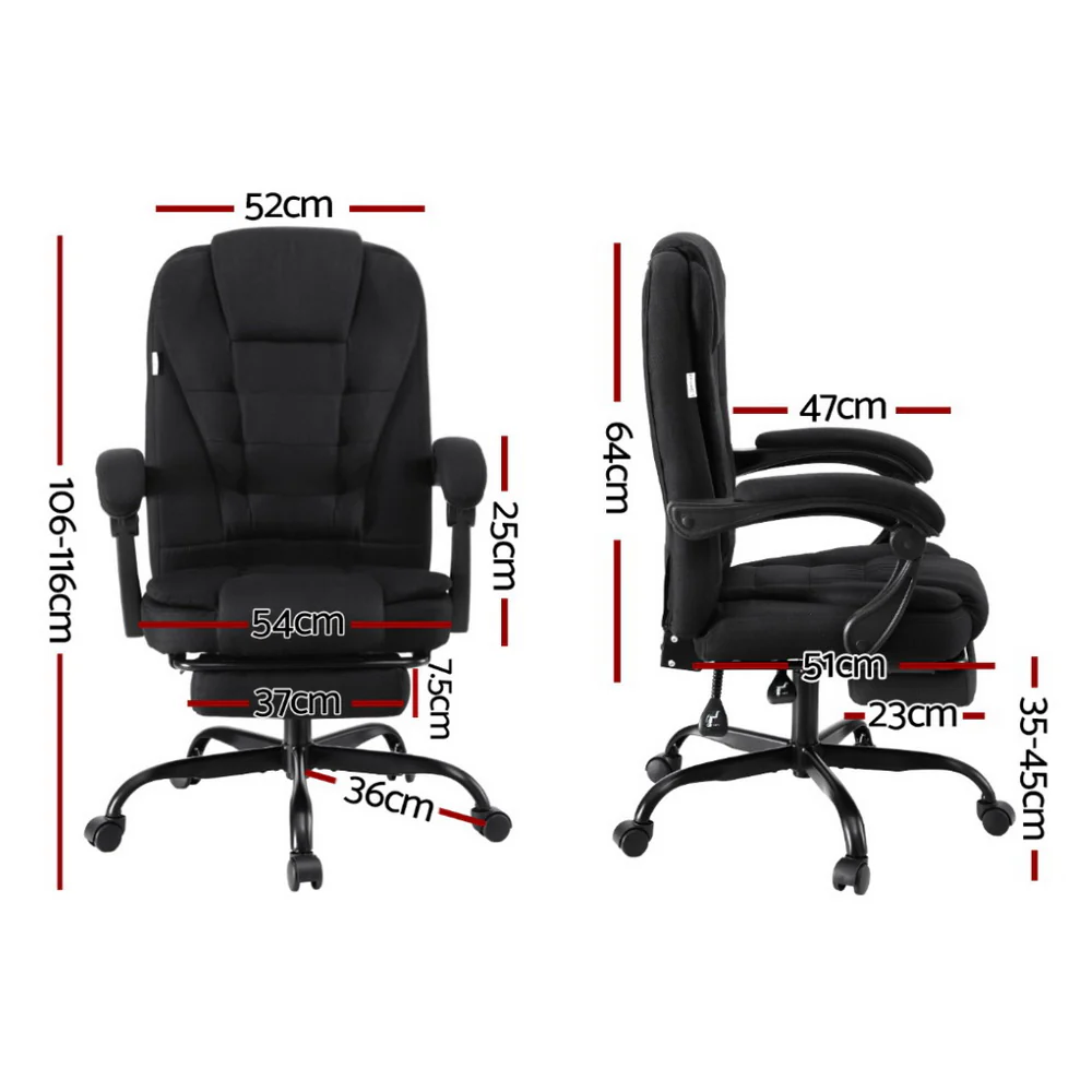 Office Chair Executive Fabric Seat Racing Computer Desk Chairs Footrest - Image 2