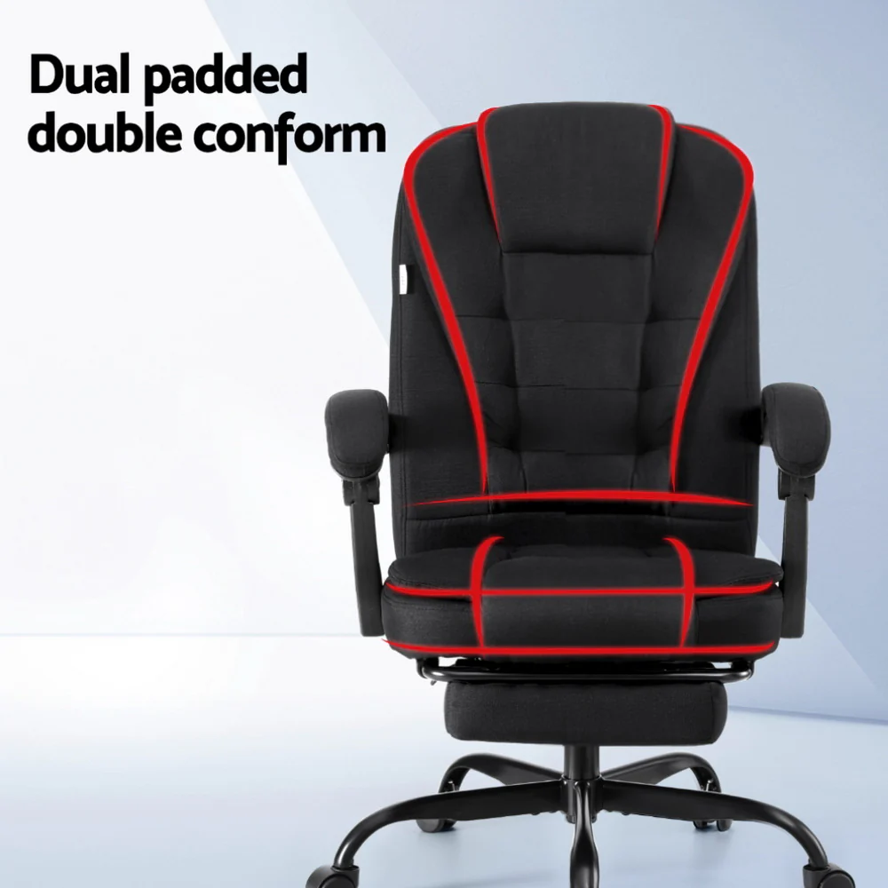 Office Chair Executive Fabric Seat Racing Computer Desk Chairs Footrest - Image 4