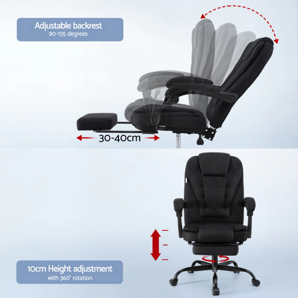 Office Chair Executive Fabric Seat Racing Computer Desk Chairs Footrest - Image 5