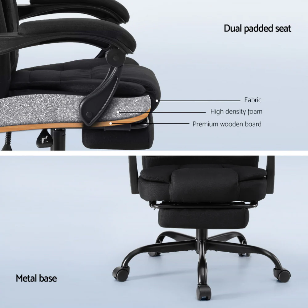 Office Chair Executive Fabric Seat Racing Computer Desk Chairs Footrest - Image 6