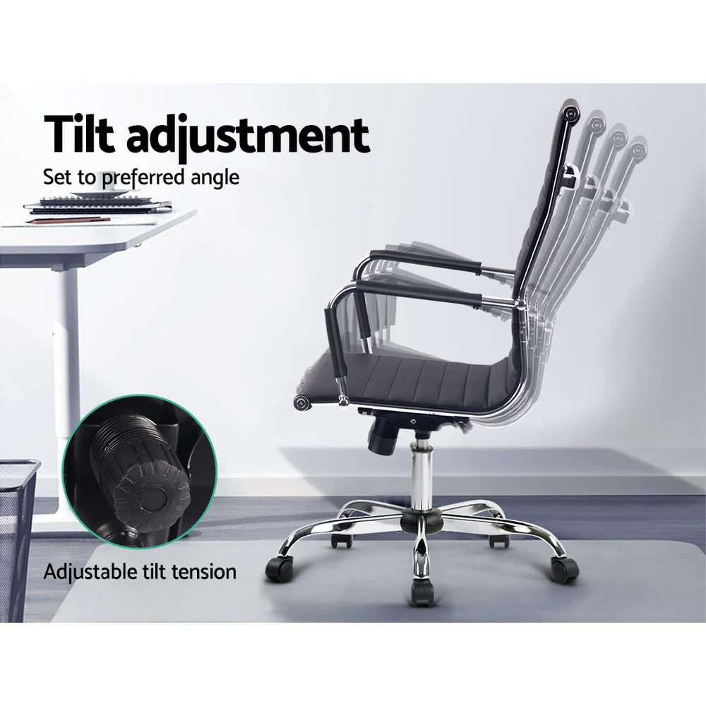 Office Chair PU Leather High Back Black - Image 4