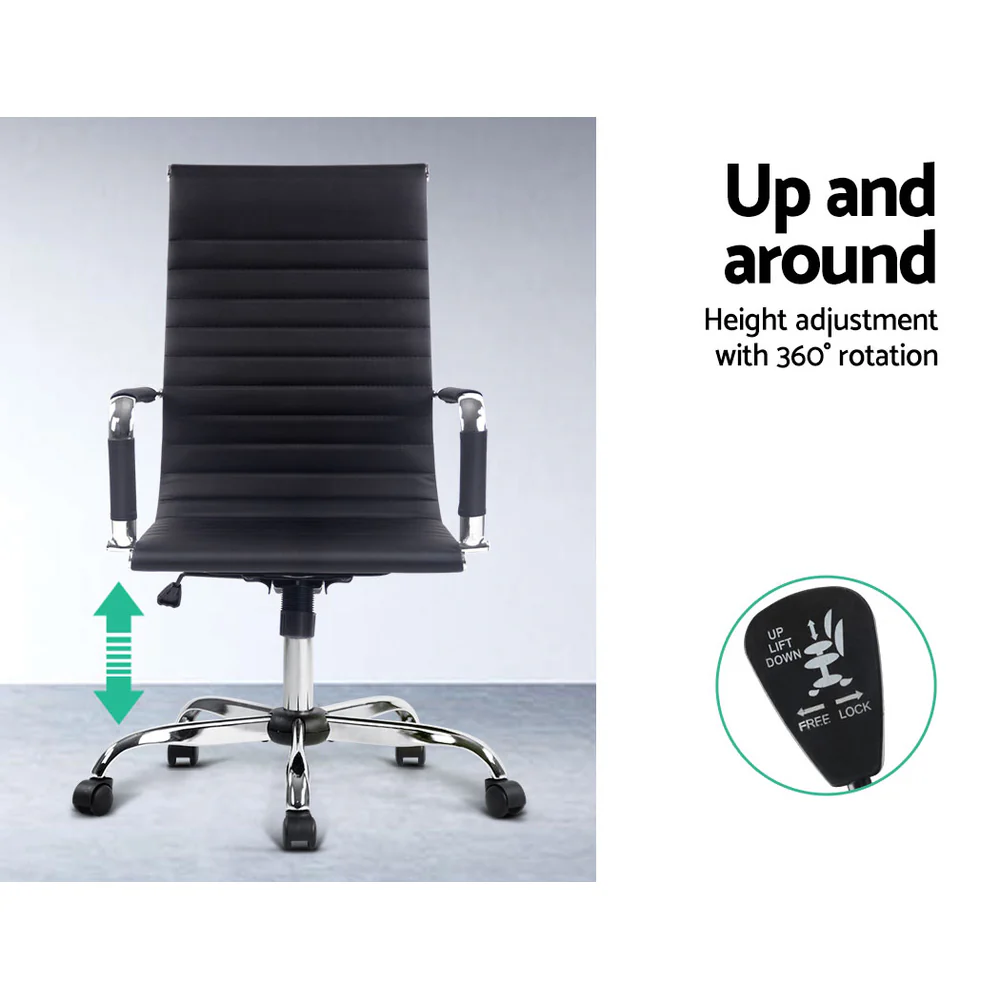 Office Chair PU Leather High Back Black - Image 5